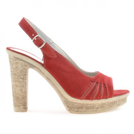 Sandales femme 597 velours rouge
