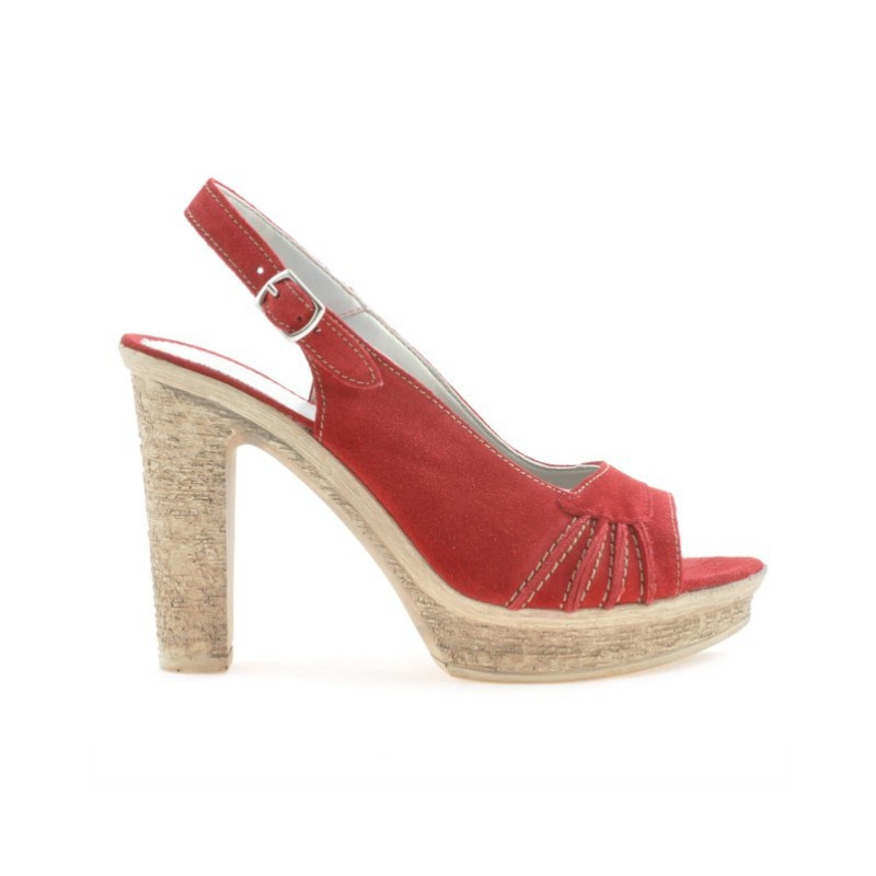 Sandales femme 597 velours rouge