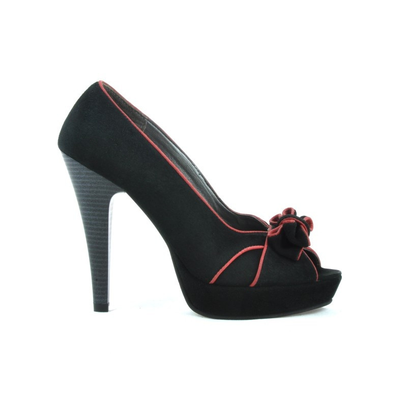 Sandales femme 1099 noir antilope+rouge