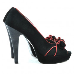 Sandales femme 1099 noir antilope+rouge