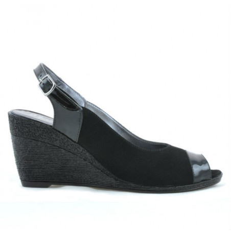 Sandales femme 5019 verni noir+velours noir