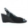 Sandales femme 5019 verni noir+velours noir