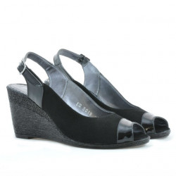 Sandales femme 5019 verni noir+velours noir