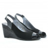 Sandales femme 5019 verni noir+velours noir