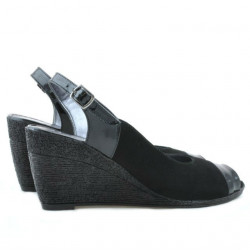 Sandales femme 5019 verni noir+velours noir