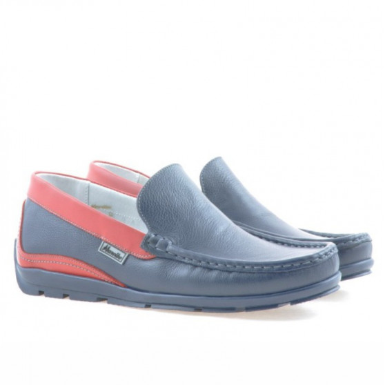 Mocassins adolescents 395 indigo+rouge