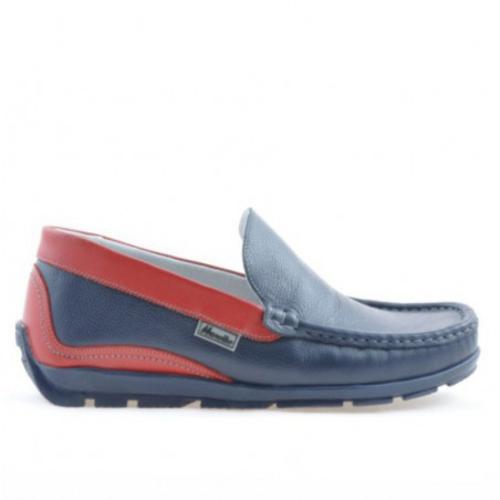 Mocassins adolescents 395 indigo+rouge