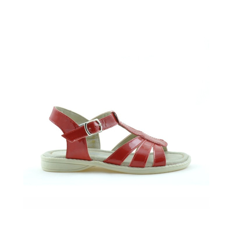 Sandales enfants petits 53c vernis rouge satiné