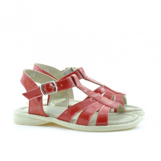 Sandales enfants petits 53c vernis rouge satiné