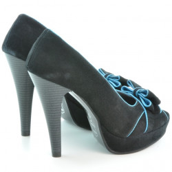 Sandales femme 1099 noir antilope+turquoise