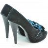 Sandales femme 1099 noir antilope+turquoise