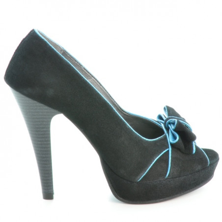 Sandales femme 1099 noir antilope+turquoise