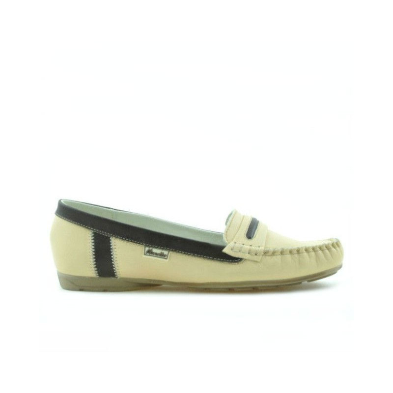 Mocassins femme 619 beige+café