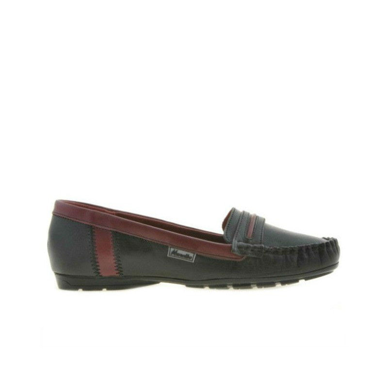 Mocassins femme 619 noir+bordeaux