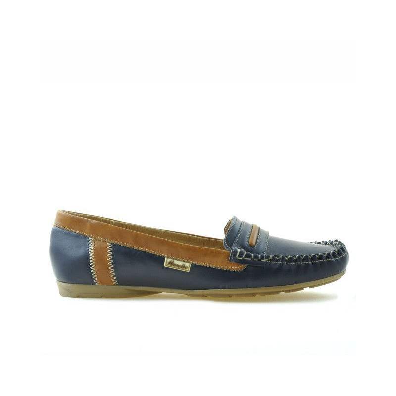 Mocassins femme 619 indigo+marron