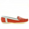 Mocassins femme 619 rouge corail+blanc