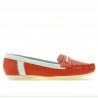 Mocassins femme 619 rouge corail+blanc