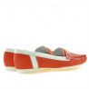 Mocassins femme 619 rouge corail+blanc